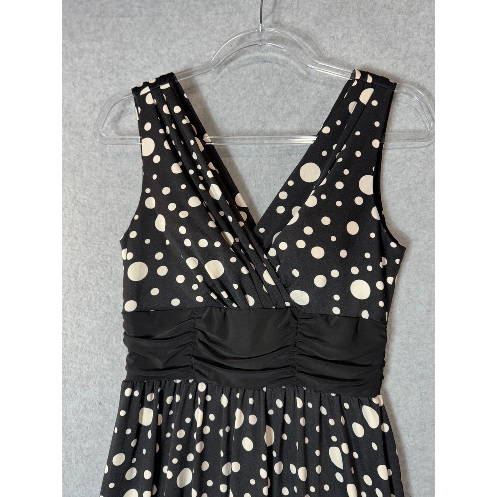 Donutz, INC Fit & Flare Dress Women's Black White Polka Dot Sweetheart Neck - Picture 2 of 9